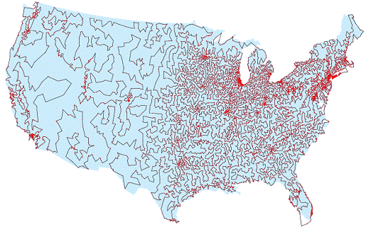 Minimum distance route through all major towns in USA.
