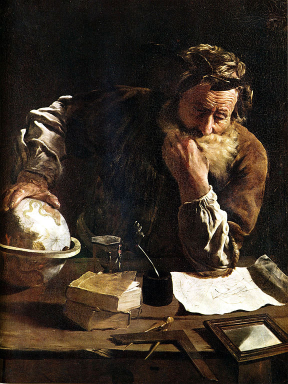 Archimedes Thoughtful. Painting by Domenico Fetti (1588–1623). Wikimedia Commons.