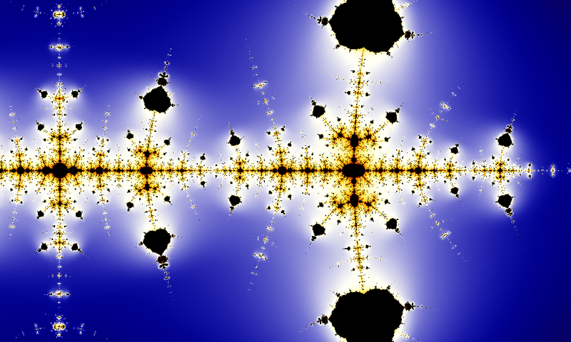 Fig. 3: The Collatz fractal, arising from the iterative map in the complex z-plane. [Source: Wikipedia article on the Collatz Conjecture. This image was selected as picture of the month on the Mathematics Portal for April 2007.]