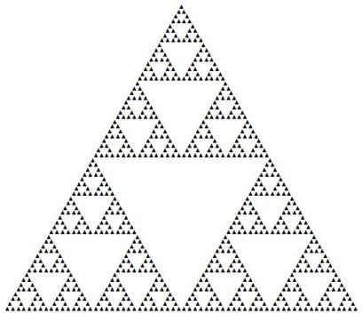 Sierpinski Gasket constructed by plotting only odd entries in first 4 rows of Pascal's Triangle.