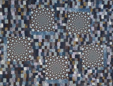 Indra's Indigo, detail of a  patchwork quilt by accomplished textile artist Janice Gunner.