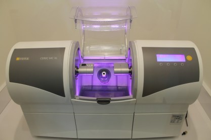 High-precision mill for carving dental crowns.