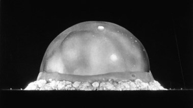 The expanding cloud of the Trinity Test, 16 July 1945.