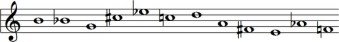 A prime a tone row. Transformations are the retrograde, inversion and retrograde-inversion.
