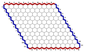 11 x 11 Hex Board. Image from  http://www.iggamecenter.com/